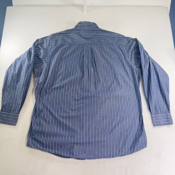 Kenneth Gordon KSG Button Down Shirt Men's Large Cotton Blue Stripe Made In USA - Picture 3 of 12